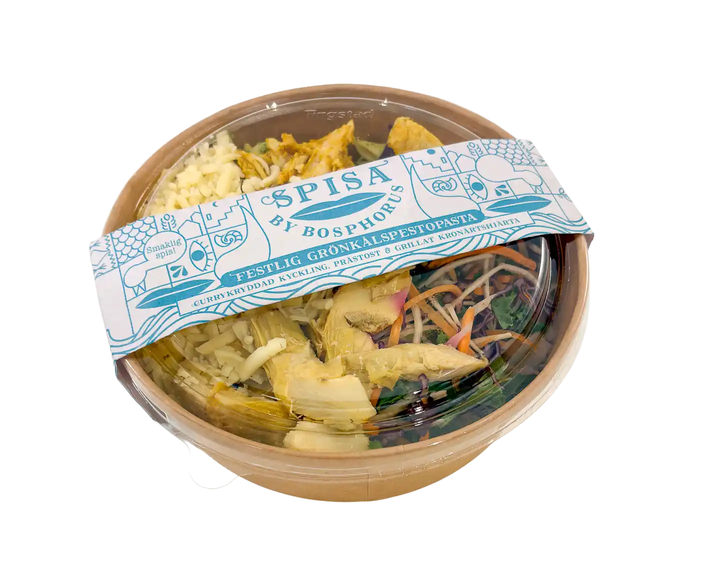 Festlig grönkålspestopasta, frilagd, 5x4